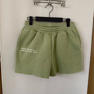 Grey Cloud Womens Medium Green Hug‎ Me Until I Smell Like You Sweat Shorts